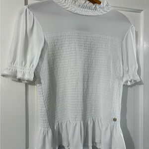 Nautica Elegant White Smocked Blouse